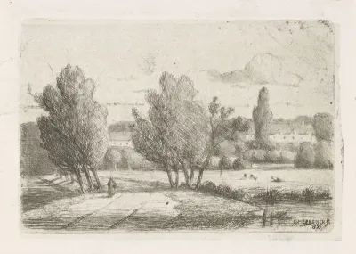 Landschap met een figuur op een weg