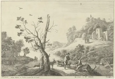 Landschap met een fluitspeler en een herder
