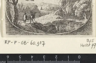 Landschap met een gebouw op een rots