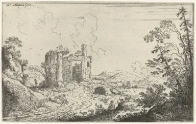Landschap met een geitenhoeder