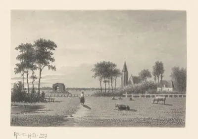 Landschap met een gezicht op de ruïnes van Huis ter Kleef