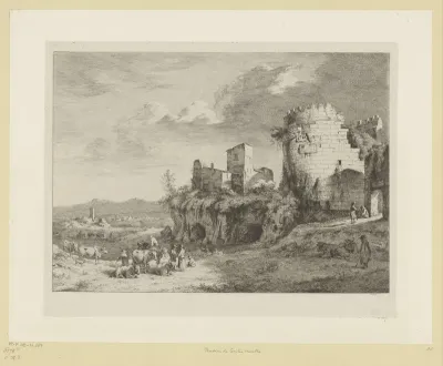 Landschap met een gezicht op de tombe van Caecilia Metella