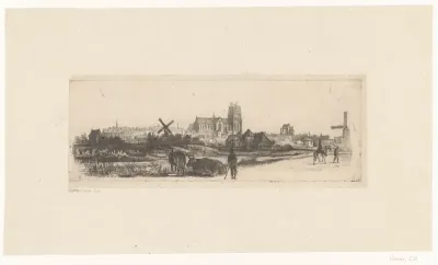 Landschap met een gezicht op Dordrecht