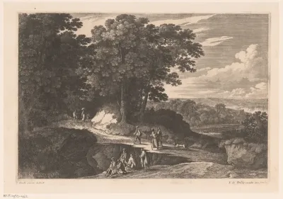 Landschap met een groep zittende figuren