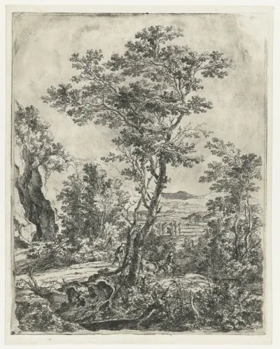 Landschap met een grote boom