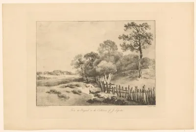 Landschap met een hekwerk aan een bosrand
