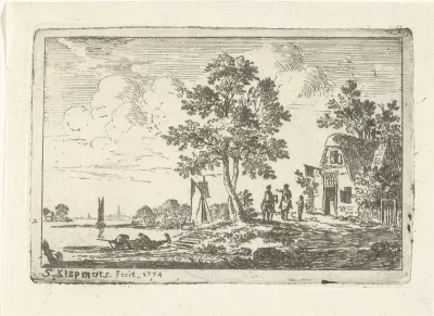 Landschap met een herberg en een rivier