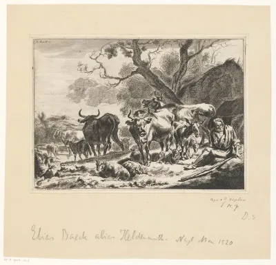 Landschap met een herder met vee