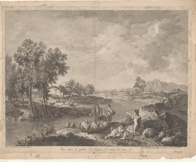 Landschap met een herders en schapen