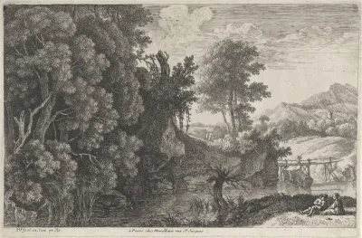Landschap met een houten brug