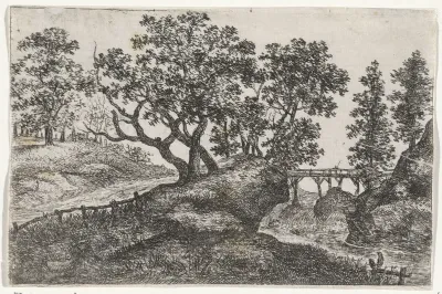 Landschap met een houten brug