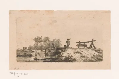 Landschap met een houten brug bij Ekeren
