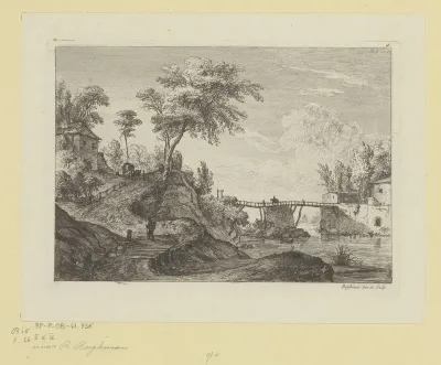 Landschap met een houten brug