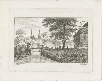 Landschap met een houten bruggetje