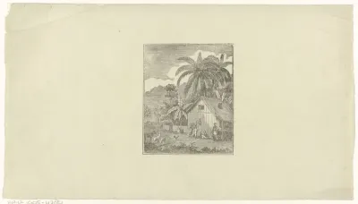 Landschap met een huis onder kokospalmen