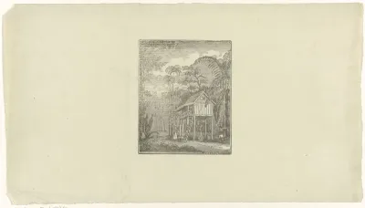 Landschap met een huis op palen