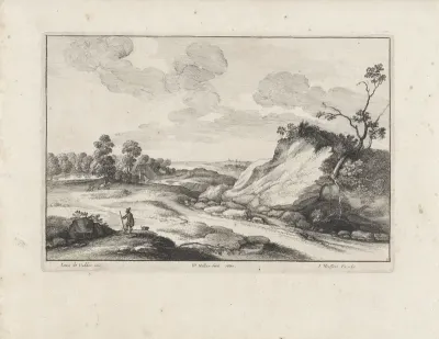 Landschap met een jager en zijn hond