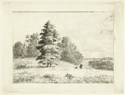 Landschap met een jager met hond