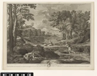 Landschap met een jongen die door een slang is gewurgd