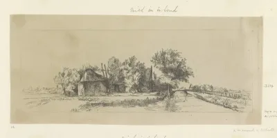 Landschap met een kanaal en palissade