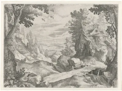 Landschap met een kapel