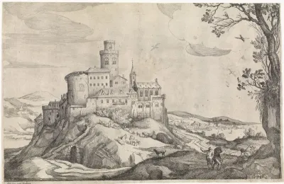 Landschap met een kasteel op een berg