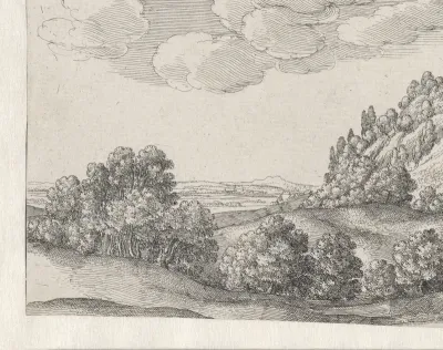 Landschap met een kasteel op een heuvel