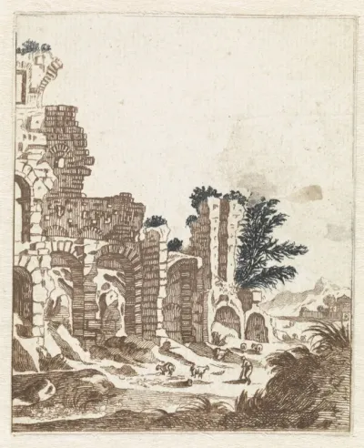 Landschap met een klassieke ruïne