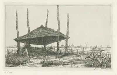 Landschap met een lege hooiberg