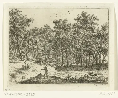 Landschap met een liggende en een staande man