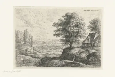 Landschap met een man met een staf