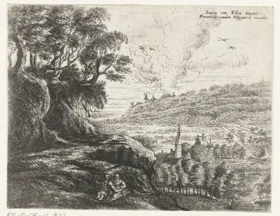 Landschap met een man, vrouw en kind