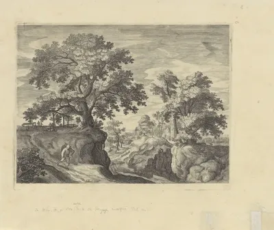 Landschap met een marskramer