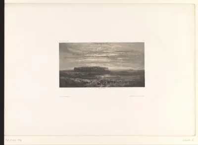 Landschap met een meer en de ruïne van een tempel