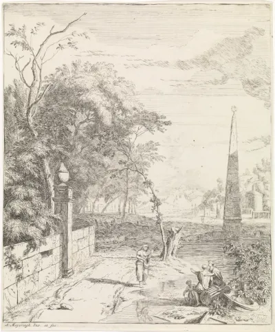 Landschap met een obelisk