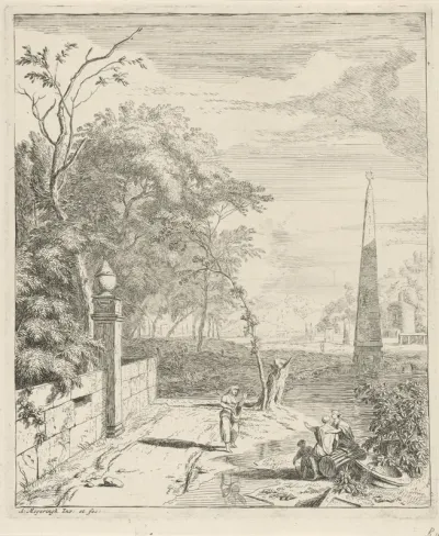 Landschap met een obelisk