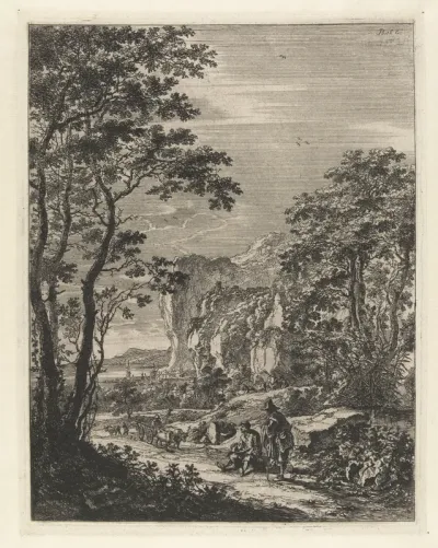 Landschap met een ossewagen, gezicht tussen Ancona en Senigallia