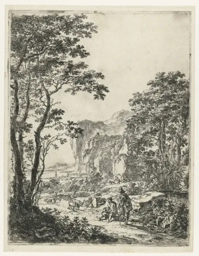 Landschap met een ossewagen, gezicht tussen Ancona en Senigallia