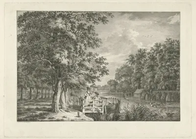 Landschap met een paar aan de oever van het Gein
