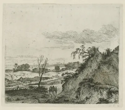 Landschap met een paard met wagen