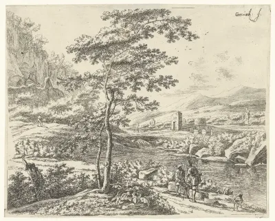 Landschap met een pelgrim en een herder