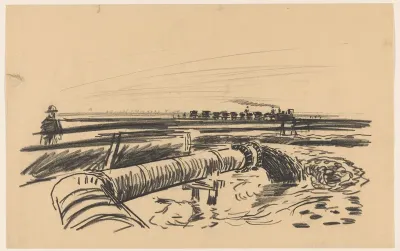 Landschap met een persbuis