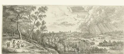 Landschap met een regenbui