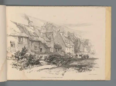 Landschap met een rij huizen
