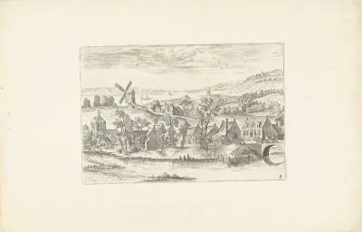 Landschap met een rivier en een windmolen