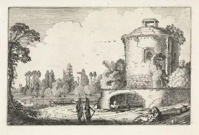 Landschap met een ronde toren