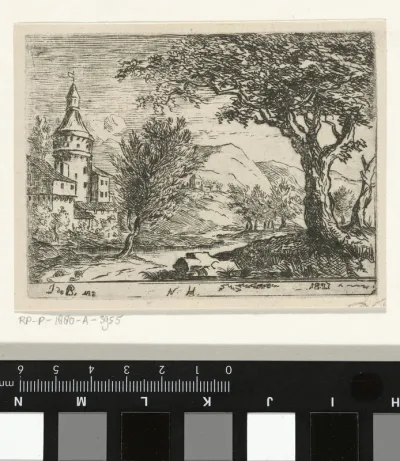 Landschap met een ronde toren