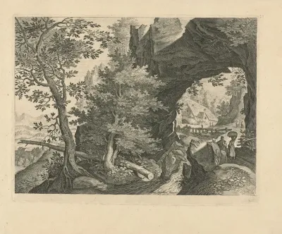 Landschap met een rotsgewelf