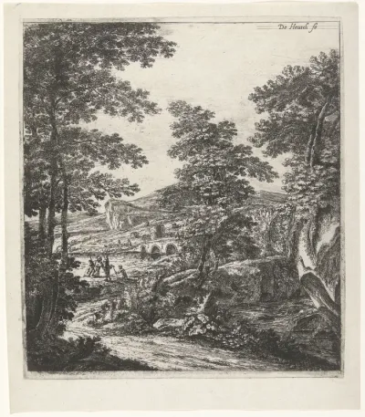 Landschap met een stenen brug