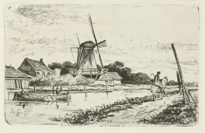 Landschap met een vaart en een windmolen